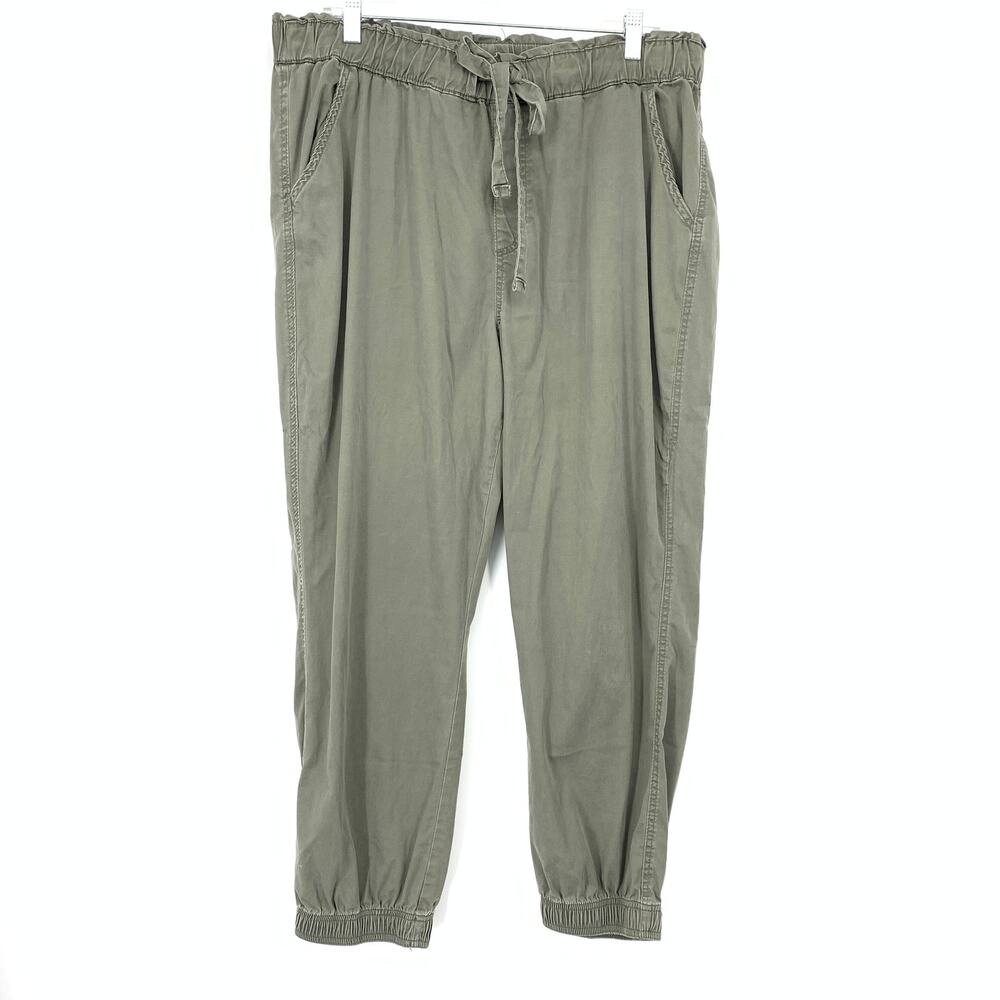 Knox Rose Jogger Pants Womens XL Green Lyocell Paperbag Waist Drawstring Pockets